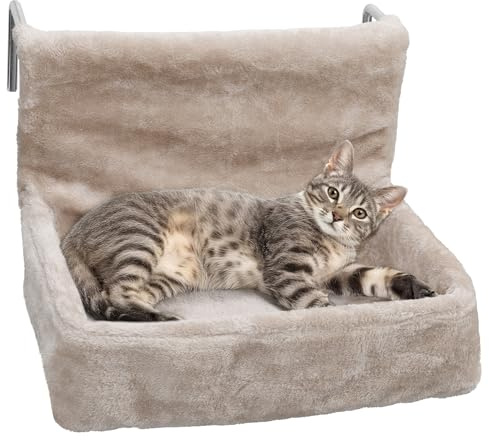 Navaris Katzenbett Heizung - Heizungsliege Katze - Katzen Heizungsliege - Katzenliege Heizung - Katzenkorb Heizung - Für Katzen bis 15 kg - Katzenhängematte Heizung - Beige