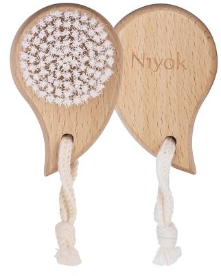 Niyok® Gesichtsbürste aus Holz • Reinigung & Peeling Bürste für Gesicht • Gesichtsmassagebürste mit Naturborsten • Trockenbürste & Peelingbürste Gesicht • Plastikfrei & nachhaltig