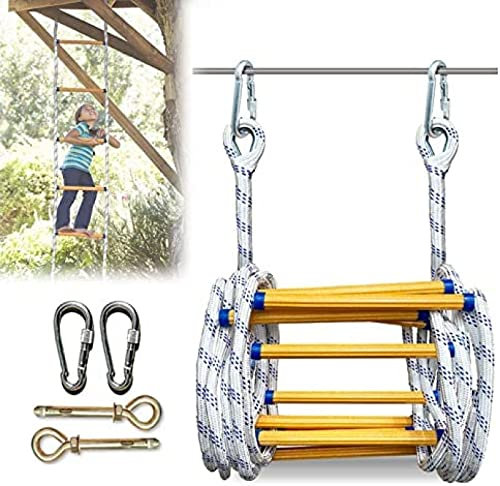 Emergency Fire Escape Ladder with Sturdy Carabiners and Strong Rungs – Portable Rope Ladder for Homes 3rd Floor 82FT/25M