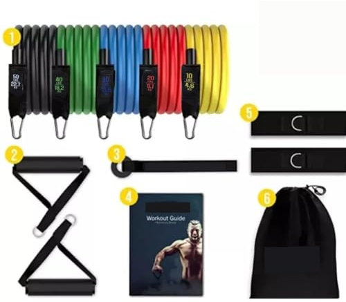 ResistsantPremium Resistance Bands Set with Handles, Stackable Natural Bands (10lbs to 50lbs), Includes Gym Bands, Door Anchor & Ankle Straps for Strength, Yoga, Fitness, and Home Workout Bands