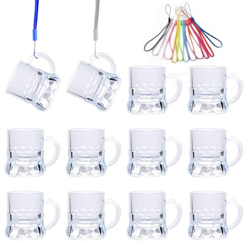 12 vasos de chupito con asa, 3 cl, vasos de chupito para colgar, vasos de chupito de plástico, para despedida de soltero, despedida de soltera, decoración de despedida de soltera