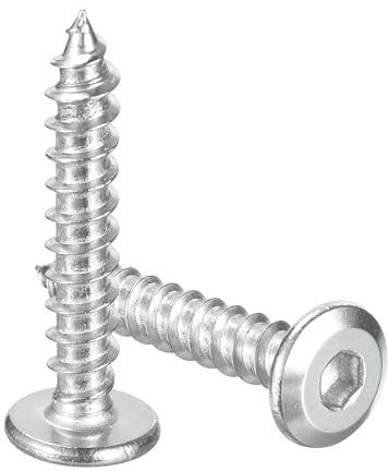 QUARKZMAN M6 x 35mm (25 Pezzi) Viti A Testa Cava Piatta Rotonda, Acciaio Inossidabile Autofilettanti A Filettatura Completa Con Testa Esagonale Per Mobili In Legno