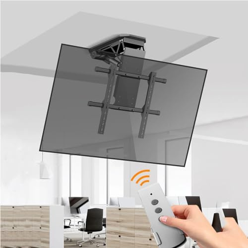 Supporto Tv A Soffitto - Supporto Tv A Soffitto Motorizzato Per Schermi Da 50 A 90 Pollici, Regolazione Dell'Angolazione Da 0 A 85°, Ampio Soffitto Piatto Motorizzato, Adatto Per Montaggio A Parete E