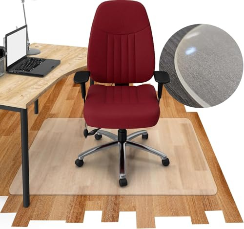 Geruchsneutrale Komfort Bodenschutzmatte Bürostuhl Unterlage mit abgeschrägter V-Kante Eckig 120 x 180 cm leicht mattiert transparent Antirutsch Stuhlunterlage Abwaschbar