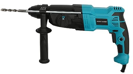Rotary Hammer Drill, 220V 800W Heavy Duty Electric Hammer Drill with 360° Auxiliary Handle & 3 Drill Bit, 0-1200rpm, 3 Joules Power Tools