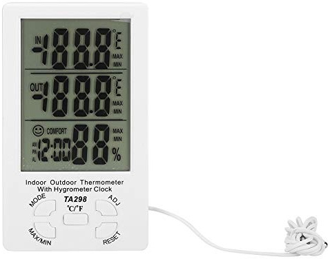 Medidor electrónico de temperatura y humedad, higrómetro, termómetro con sonda impermeable para interiores y exteriores, granja, acuicultura, aves de corral, ganado, plástico