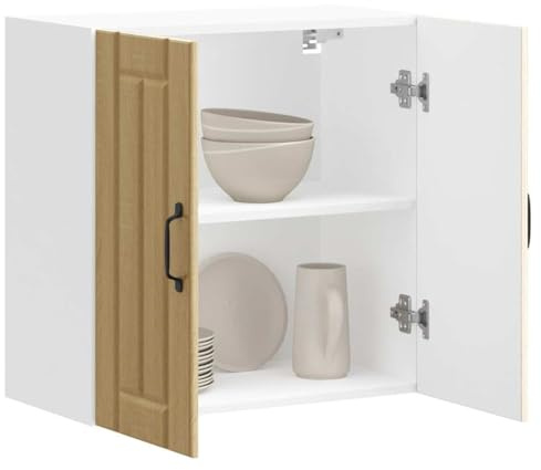 Mandloder Küchen-Hängeschrank Lucca Sonoma-Eiche Holzwerkstoff, 60x31x60 cm, wandmontiert, mit Glastüren, vielseitiger Stauraum für Küche, langlebiges Design