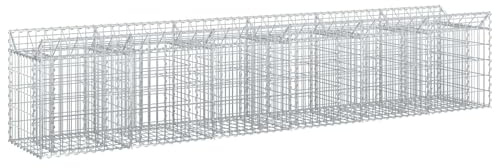 Pannelli di recinzione per gabbioni, 300 x 50 x 60 cm, 2 cesti in filo argento, per giardino, privacy e sicurezza per esterni, design resistente alle intemperie