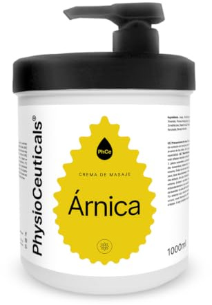 PHYSIOCEUTICALS - Crema de Masaje con Árnica 1000ml + Dosificador - Deslizamiento Profesional con Árnica Montana para Fisioterapia, Quiromasaje y Spa