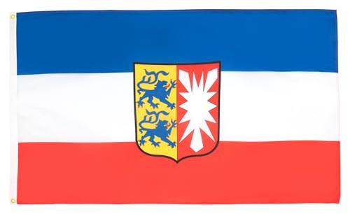 AZ FLAG Flagge Schleswig-Holstein 150x90 cm Polyester 100D 2 Ösen | Für innen und außen dekorative Flagge doppelte Nähte und verstärkte Kanten mit Metallösen 100D Polyester