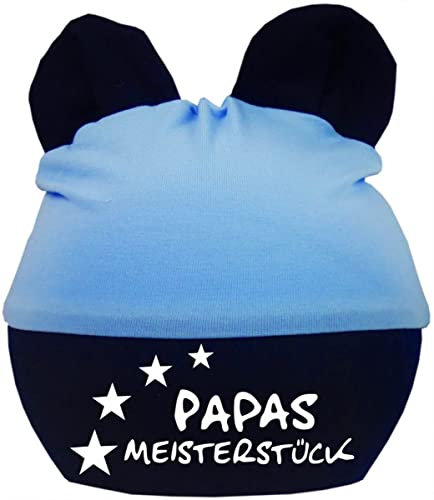 Kleiner Fratz Baby Ohren Mütze Multicolor (Farbe hellblau-Navy) (Gr. 1 (0-74) Papas Meisterstück