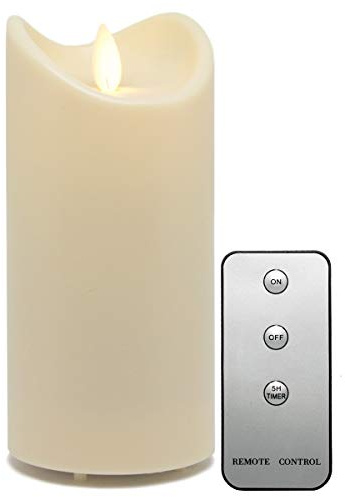 Tronje LED Outdoor Kerze - 15cm Stumpenkerze Creme-Weiß mit Timer u. Fernbedienung - bewegliche Flamme - IP44 UV Hitzebeständig