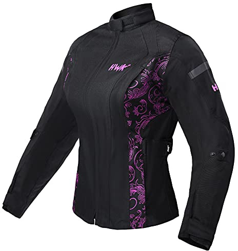 HWK Adventure/Touring Motorcycle Jacket for Women, Women's Motorcycle Jacket with CE Armor for Enduro Motocross Motorbike Riding, Easy Adjust Weather and Water Resistant Textile Biker Jacket for Women