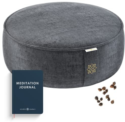 Achtsames und modernes Meditationskissen aus Samt, luxuriöses Zafu-Bodenkissen für Yoga, großes Buchweizen-Meditationskissen mit luxuriösem abnehmbarem Bezug in sechs Farben
