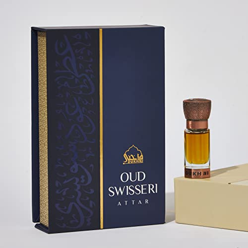 Oud Swisseri Attar by Dukhni | Oud for a Contemporary Consumer | دخني عود سويسري عطر | Authentic Arabic Fragrance Oil | 100% Pure, Alcohol-Free, Halal | 1 bottle x 6ml