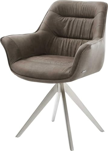 DELIFE Polsterstuhl Kaira-Flex Kreuzgestell kantig Edelstahl Mikrofaser Taupe Vintage