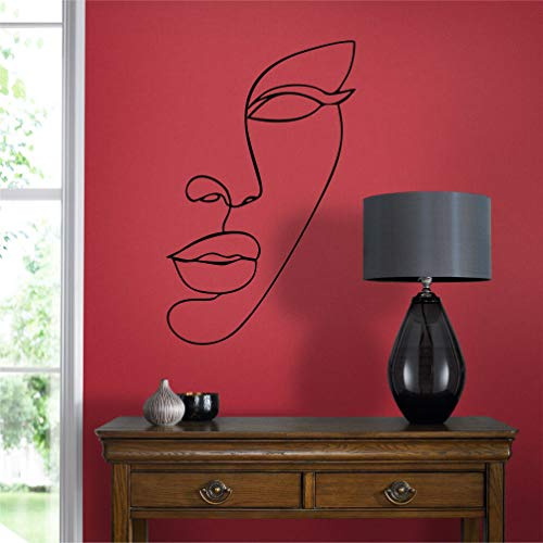 DEKADRON Linien-Wandkunst, Gesichtskunst, minimalistische geometrische Wanddekoration, Wohnzimmerdekor, (56 x 90 cm)