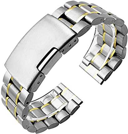 ZXF Uhrenarmbänder, Edelstahlband 14mm 16mm 18mm 19mm 20mm 21mm 22mm 24mm 26mm Metall Uhrenarmband Link Armband Armband Armband Schwarz Silber Gold Armband