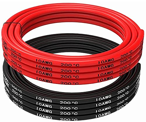 MMOBIEL 10 AWG - 6mm² Battery Electrical Cable Red and Black 2.5 m / 8.2 ft Silicone Wire 1050 Core Strands for RC Drone, Aircraft, Trucks, Auto, Battery Clamp Cable