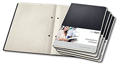 Sigel Conceptum Notizblock A5 Kariert Schwarz 60 Blatt 5er Pack | CO802/5 edler Schreibblock aus nachhaltigem Papier