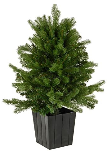 90cm Artificial Christmas Tree In Black Pot Green Pine Branches Tabletop