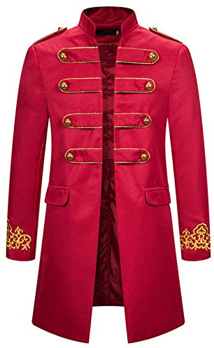 QIUhhpuy Herren Jacke Gothic Gehrock Uniform Cosplay Steampunk Mantel Vintage Steampunk Frack Jacke Smocking Stehkragen Anzug Abendkleid Uniform Gestickter Knopf Mäntel Cosplay Kostüm