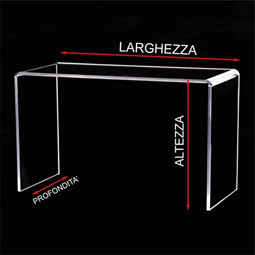 Generico Alzatina alzate Tavolino Espositore in PMMA CRYLUX COLATO personalizzata profondità 15cm Alzata Trasparente Spessore 5mm dolci Cupcake e Banchi Gioielli Vetrine (10, 25)