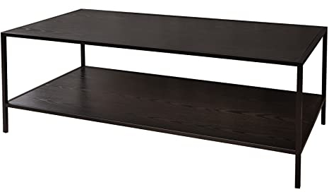 Riess Ambiente Industrial Couchtisch Slim LINE 120cm Esche schwarz mit Zwei Ablagen Wohnzimmertisch Sofatisch Tisch