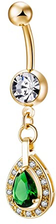 Lieson Bauchnabel Ring Piercing, Bauchnabelpiercing Hängend Chirurgenstahl Klassisch Wassertropfen Bunt Zirkonia Banane Bauchnabelpiercing Bauchnabel Schmuck