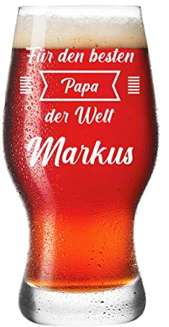 Leonardo - Vaso de cerveza de 0,5 L con grabado para hombres, diseño para el mejor papá del mundo, vaso para trigo, almacén, cerveza artesanal, regalo de cumpleaños, día del padre o Navidad