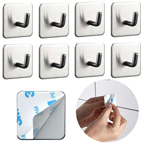 DEKAZIA® Klebehaken Bad | Wandhaken Edelstahl gebürstet Haken selbstklebend Handtuchhaken Küchenhaken selbstklebende Haken Handtuchhalter ohne Bohren Kleiderhaken selbstklebend Handtuch Haken Küche
