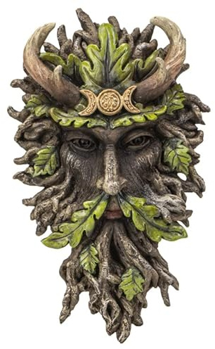 Pacific Giftware Wandrelief Greenman Gehörnter Gott Dreifach-Mond Wandskulptur
