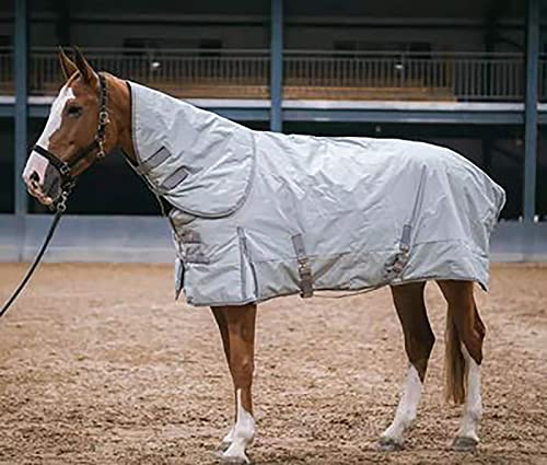 BNALU Abschwitzdecke fürs Pferd ist atmungsaktiv Transportdecke Weidedecke Winterdecke Winterbaumwolle Weich und warm Reitausrüstung Outdoordecke (Size:145cm,Color:Grau)