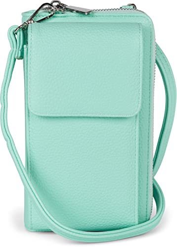 styleBREAKER Damen Mini Bag Geldbörse mit RFID Schutz und Handyfach | Crossbody Umhängetasche mit Schultergurt | Portemonnaie und Handytasche in einem | 19 x 11 x 5,5 cm, Farbe:Türkis