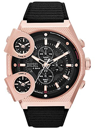 Diesel Sideshow Uhr für Herren, Quarz-Chronographenwerk mit Silikon-, Edelstahl- oder Lederarmband