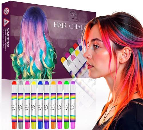 Creativity Point Hair Chalk Gift for Girls & Kids - 10 Pens Temporary Non-Toxic Easy Washable Hair Dye Colorful, Pens, Gift Birthday Party Girls