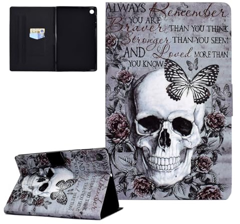 CASAFUNY Case for Lenovo Tab M10 (3rd Gen) 10.1 Inch, PU Leather Tablet Protective Case with Stand Cover, Auto Sleep/Wake, Skull