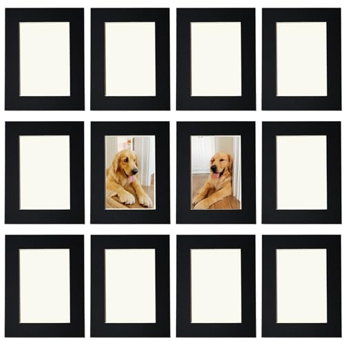 YIYINOE 12er 10x15 cm Bilderrahmen Set,Pappe Bilder Rahmen mit Schutz Kunststoffmembran,Wandmontage Fotogalerie Display für Collage,Fotos,Bilder,Fotorahmen Familie,Schwarz
