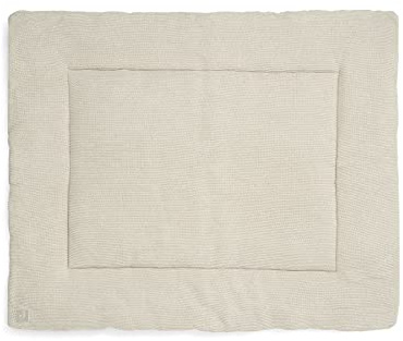 Jollein Krabbeldecke für Baby - Basic Knit, Nougat - Laufgittereinlage - 75x95 cm - Strickmuster mit Fleece - Spieldecke Baby - Beige
