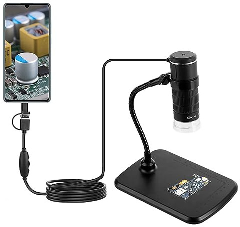 Drahtloses Digitales Mikroskop, 50–1000 X 1080P, Tragbare WiFi USB Mikroskopkamera mit 8 LED Leuchten, Lupe, Mikroskopkamera für Smartphone, Tablet, PC