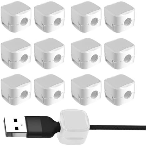 XdealCozyxc 12PCS Magnetic Cable Holder, Wire Holder for Car Charging Cable Home Office Wall (White)