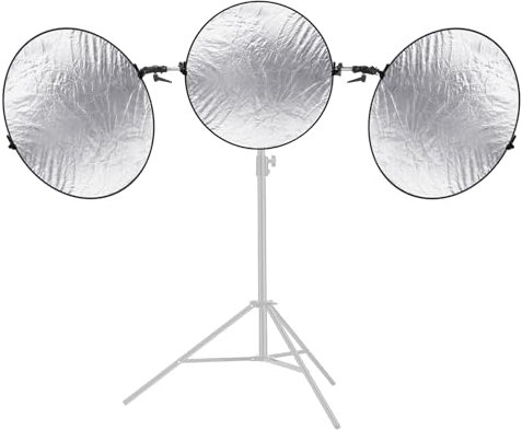 NEEWER Trireflector Holder with 3 Pieces 5-in-1 Folding Light Reflector, 108 cm 180° Tilting Telescopic Triple Reflector Holder with 80 cm Translucent/Silver/Gold/White/Black Folding Reflector