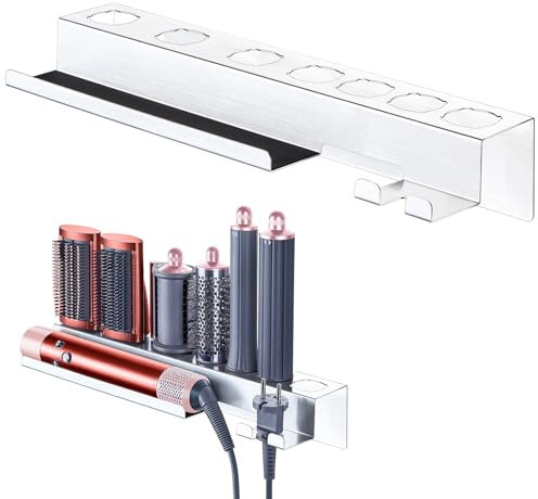 Wandhalterung Halter für 7 In 1 Styler Lockenstab Zubehör, Glätteisen Halterung, Föhnhalter Wand Ohne Bohren, Halterung für Föhn und Glätteisen Aufbewahrung, Lockenstab Halterung Fönhalter für Bad