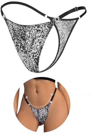 comeondear Mini String Ficelle Dam Bikini Micro Tanga Sexig Glacé/PU-läder, Färg: grå, L