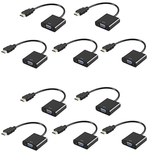 Jembe - Adaptateur HDMI Compatible mâle vers VGA Femelle Lot de 10 - VGA Femelle vers HDMI Compatible mâle pour Ordinateur Portable vers PC, Mac, Moniteur, Projecteur, HDTV 1080P