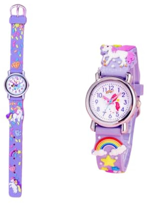 OMEIU Store Unicorn Watch with Silicone Strap Bracelet Girls Boys Toddler Watches Gifts for Kids Birthday Gifts School Teacher Learning Watches (Unicorn Purple)