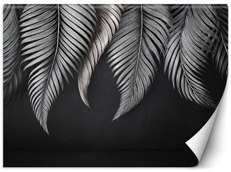 Feeby Papier peint mural - Papier peint 3d - Tableau - Feuilles de bananier Gris - 100x70 cm Decoration murale - Tapisserie murales papier peint - Ville - deco murale - papier peint intissé