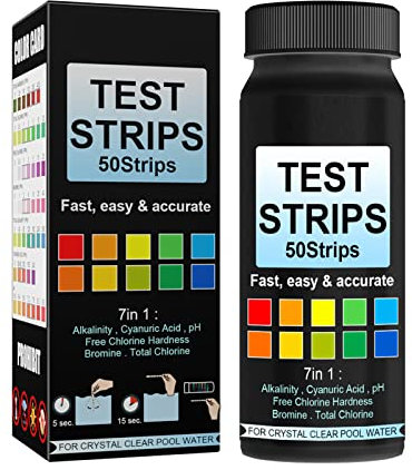 Tiras de prueba de agua de alta sensibilidad, detectan la dureza total, cloro, alcalinidad total, ácido cianúrico, 50 tiras