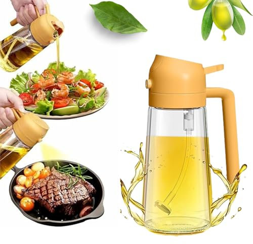 Highlifemaker oil spray bottle for cooking, oil dispenser - 2 in 1 Oil Dispenser and Oil Sprayer for Cooking, Air Fryer, Salad, 470ml Olive Oil Sprayer Black