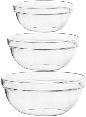 Lot de 3 saladiers transparents en plastique pour popcorn - Pour servir les fêtes
